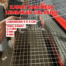 Kawat Ram Mesh Lembaran Tebal 25mm  3mm dan 4mm Lubangan 5x5cm